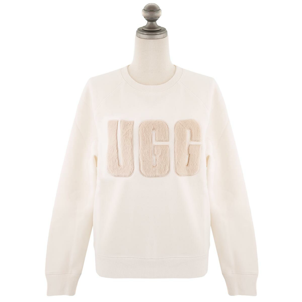 UGG アグ 2023年-2024年秋冬新作 トレーナー 1123718 Madeline Fuzzy Logo Crewneck レディース 女性 ロゴ クルーネック スウェット NIMBUS/SAND ホワイト/サンド