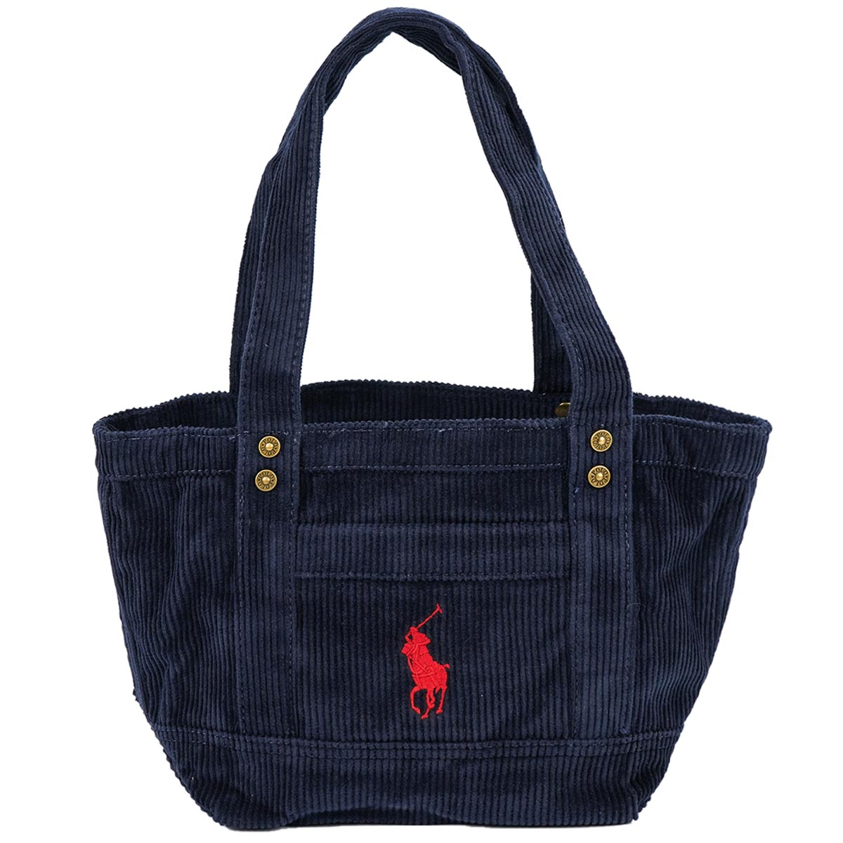 ラルフローレン POLO RALPH LAUREN ポロラルフローレン トートバッグ 2AR098 CORDUROY MINI TOTE レディース 女性 ミニ 鞄 ポニー BCV NEWPORT NAVY/Red ネイビー×レッド