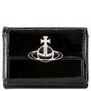 VIVIENNE WESTWOOD ヴィヴィアンウエストウッド 三つ折り財布 2024年春夏新作 52010013 L001O SHINY SMALL FLAP PURSE レディース ミニ財布 N403 BLACK ブラック