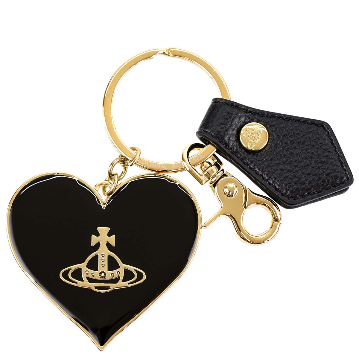 VIVIENNE WESTWOOD ヴィヴィアンウエストウッド キーリング 2024年春夏新作 8203010XU OM0009 RE-VEGAN MIRROR HEART ORB レディース キーホルダー ハート型 O101 BLACK/GOLD ブラック/ゴールド