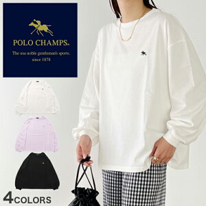 【SALE】【送料無料】 POLO CHAMPS ポロ チャンプス 袖ボリュームロンT Tシャツ ワンポイント 刺繍 ブランド ロゴ クルーネック メンズ レディース ユニセックス 男女兼用 フリー サイズ PCL-005 ブランド 正規品