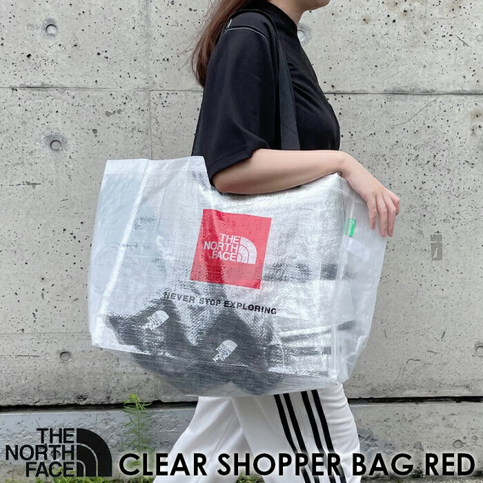 【国内発送】THE NORTH FACE ザノースフェイス CLEAR SHOPPER BAG RED クリア ショッパー バッグ レッド 赤 透明 大容量 エコバッグ ビーチバッグ 大人 ショッピングバッグ 海 プール 韓国 NG2PM00A【メール便 ネコポス 送料無料】