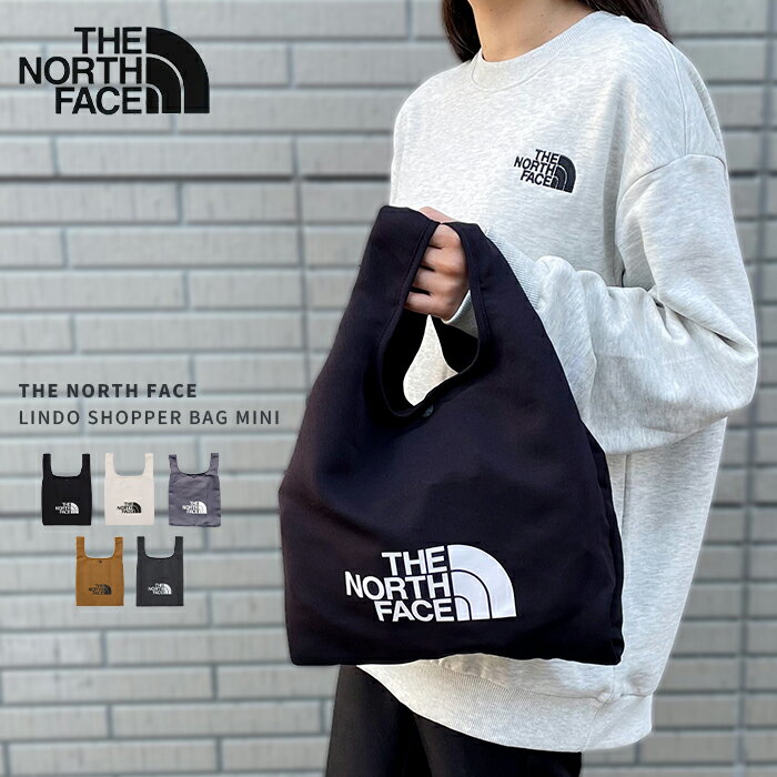 ノースフェイス トートバッグ メンズ ＼2点で100円OFFクーポン対象／【メール便 送料無料】THE NORTH FACE ザ ノースフェイス LINDO SHOPPER BAG MINI ショッパー バッグ ミニ エコバッグ サブバッグ ランチバッグ 小さめ 小さい コンパクト 軽量 トートバッグ 白 黒 グレー ホワイト ブラック NN2PN68