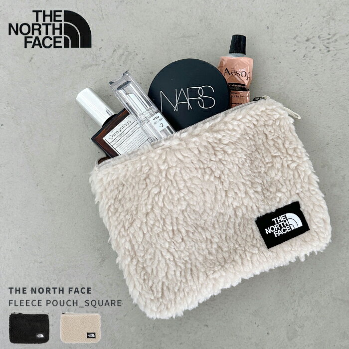 クーポン利用で1611円★スーパーSALE限定 【メール便 送料無料】THE NORTH FACE ザノースフェイス フリース ボア スクエア ミニ フラット ポーチ ファスナー チャック ブラック 黒 アイボリー クリーム 白 コンパクト 小物入れ NN2PN91 [M便 2/4]のサムネイル
