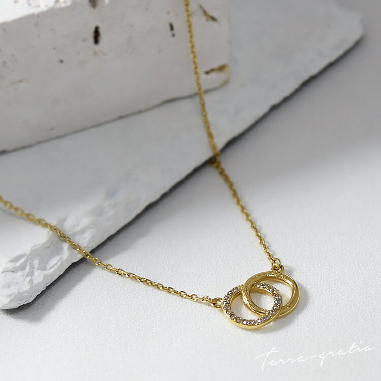 ハワイアンジュエリー ハワイアン ネックレス ステンレス レディース 金属アレルギー対応 インターロッキング ダブルリング サージカルステンレス つけっぱなし ...