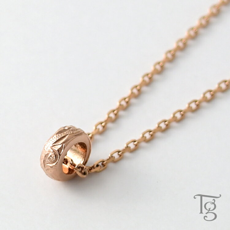 ハワイアンジュエリー ハワイアン ネックレス レディース 金属アレルギー サージカルステンレス ローズゴールドカラー リングモチーフ シンプル 大人かわいい テ...