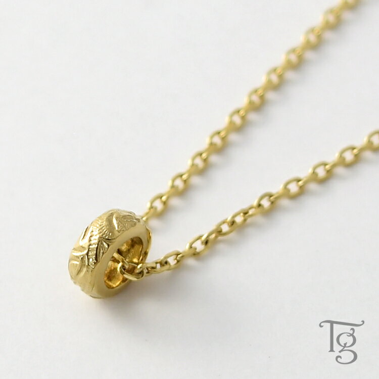 ハワイアンジュエリー ハワイアン ネックレス レディース 金属アレルギー サージカルステンレス イエローゴールドカラー リングモチーフ シンプル 大人かわいい ...