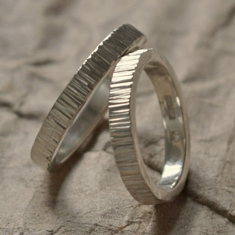 シグれのリング(細) ペアリング ハンドメイド オーダー シルバー 槌目 シンプル 上品 おしゃれ  ...