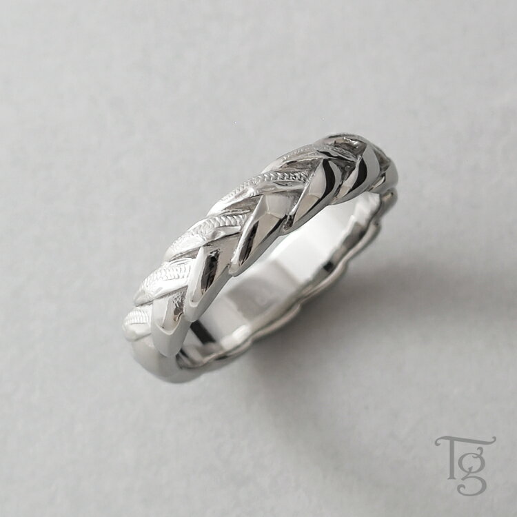 ハワイアンジュエリー リング レディース メンズ ステンレス 刻印 つけっぱなし マイレ 葉模様 シンプル シルバーカラー おしゃれ ハワイアン 指輪 サージカ...