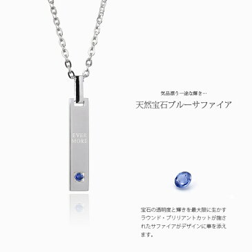 ネックレス メンズ ステンレス 刻印無料 つけっぱなし ブルーサファイア メッセージ プレート シンプル おしゃれ ペンダント スティールシルバーカラー サージカルステンレス 316L ノンアレルギー 金属アレルギー対応