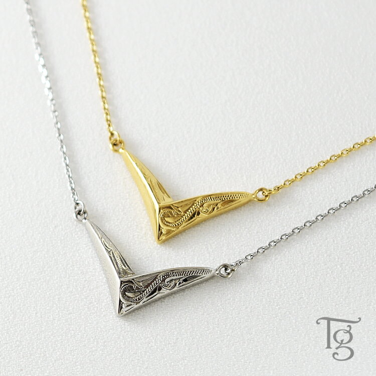 ハワイアンジュエリー ペアネックレス ステンレス 大人 シンプル 金属アレルギー対応 つけっぱなし v字 あずきチェーン ハワイアン ペンダント サージカルステ...