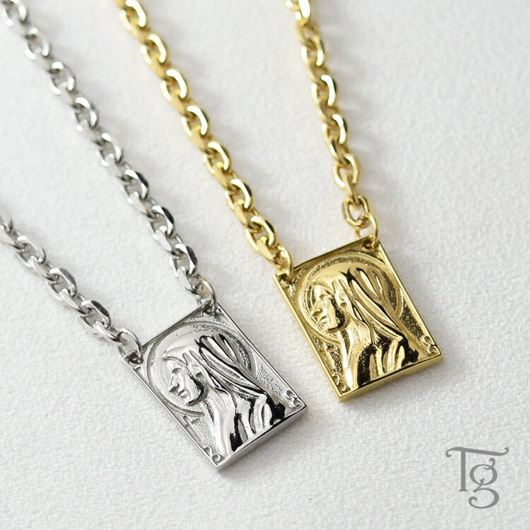 ハワイアンジュエリー ペアネックレス ステンレス 金属アレルギー マリア メダイ スクエア リバーシブル あずきチェーン 大人 シンプル ハワイアン ペンダント...