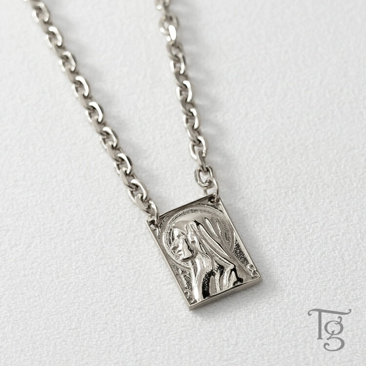 ハワイアンジュエリー ネックレス ステンレス レディース メンズ 男女兼用 マリア メダイ スクエア リバーシブル 金属アレルギー対応 サージカルステンレス31...