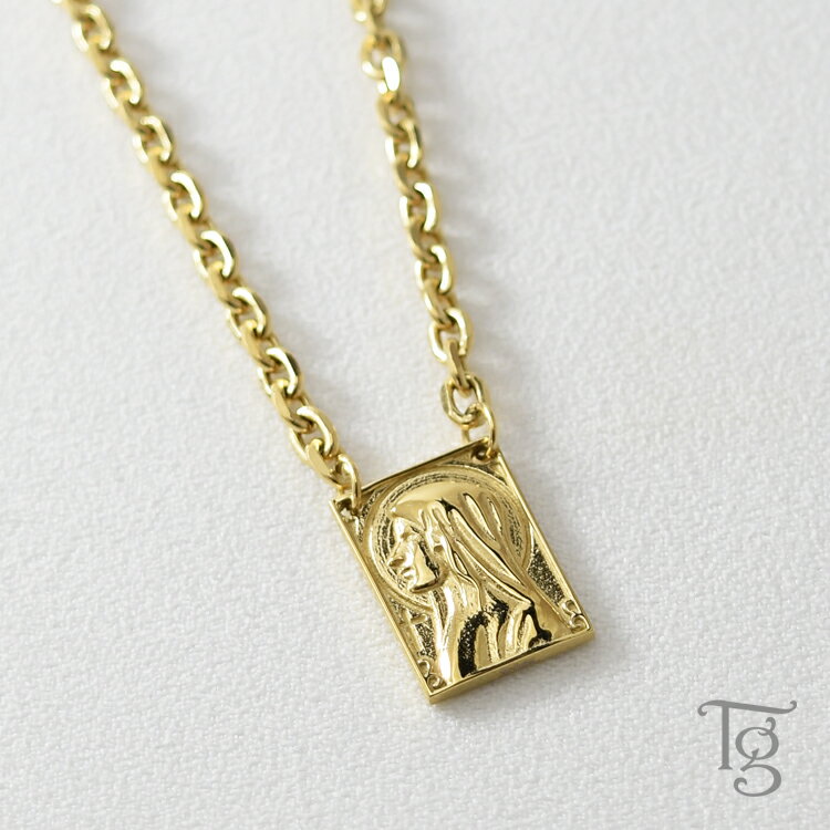 ハワイアンジュエリー ネックレス ステンレス レディース メンズ 男女兼用 マリア メダイ スクエア リバーシブル 金属アレルギー対応 サージカルステンレス31...