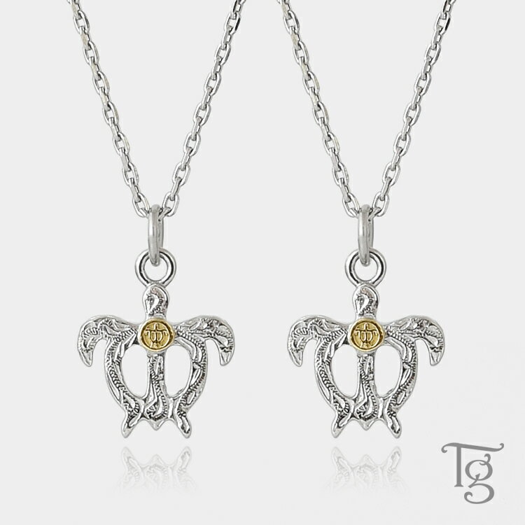 ハワイアンジュエリー ペアネックレス ステンレス 大人 シンプル 金属アレルギー対応 ホヌ ウミガメ あずきチェーン ハワイアン ペンダント サージカルステンレ...