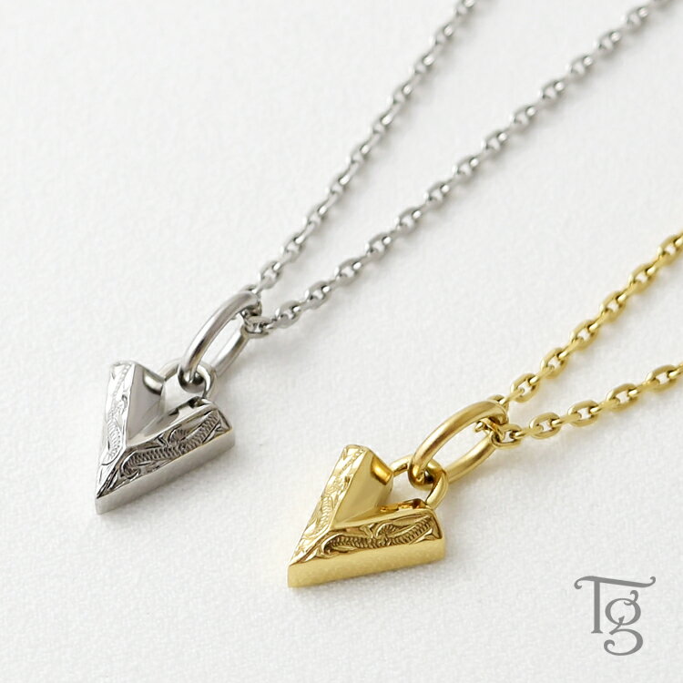 ハワイアンジュエリー ペアネックレス ステンレス 大人 シンプル 金属アレルギー対応 v字 あずきチェーン ハワイアン ペンダント サージカルステンレス 2本セ...