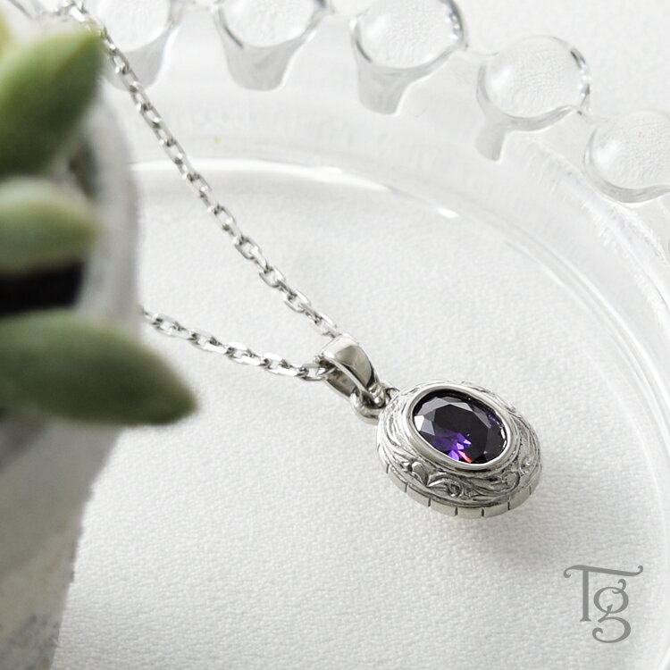 ハワイアンジュエリー ネックレス ステンレス レディース メンズ 男女兼用 キュービックジルコニア カレッジペンダント 金属アレルギー対応 サージカルステンレス...