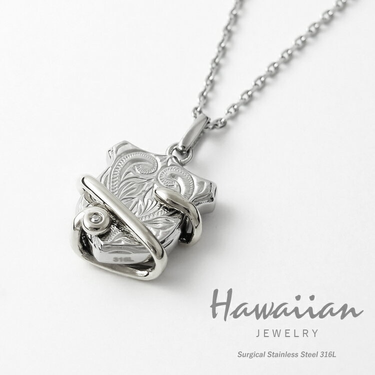 ハワイアンジュエリー ネックレス ステンレス レディース メンズ 男女兼用 シールド 盾 キュービックジルコニア 金属アレルギー対応 サージカルステンレス316...