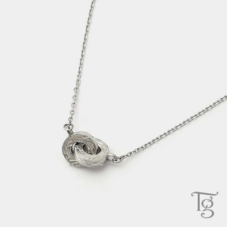 ハワイアンジュエリー ネックレス ステンレス レディース メンズ 男女兼用 インフィニティ インターロッキング ダブルリング 2連リング 金属アレルギー対応 サ...