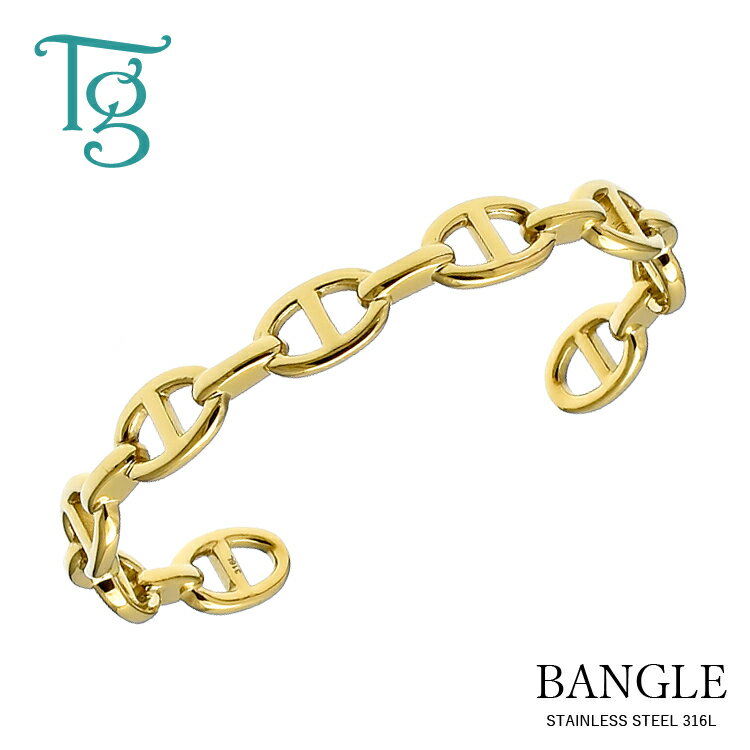 バングル ブレスレット レディース つけっぱなし ステンレス 金属アレルギー対応 大人 シンプル おしゃれ イエローゴールドカラー サージカルステンレス 316...