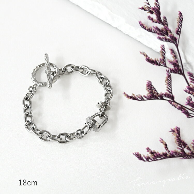 ハワイアンジュエリー ブレスレット レディース 18cm ステンレス 金属アレルギー対応 サージカルステンレス316L つけっぱなし マンテル トグル u字 リ...