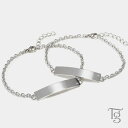 ペアブレスレット つけっぱなし 刻印 ステンレス 金属アレルギー対応 大人 シンプル アレルギーフリー ダイヤモンド プレート ブレスレット ペアセット価格 テ...