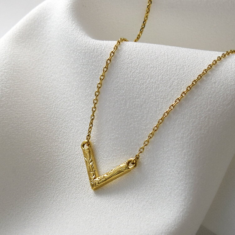 ハワイアンジュエリー ハワイアン ネックレス ステンレス レディース V字 金属アレルギー対応 サージカルステンレス つけっぱなし イエローゴールドカラー シン...