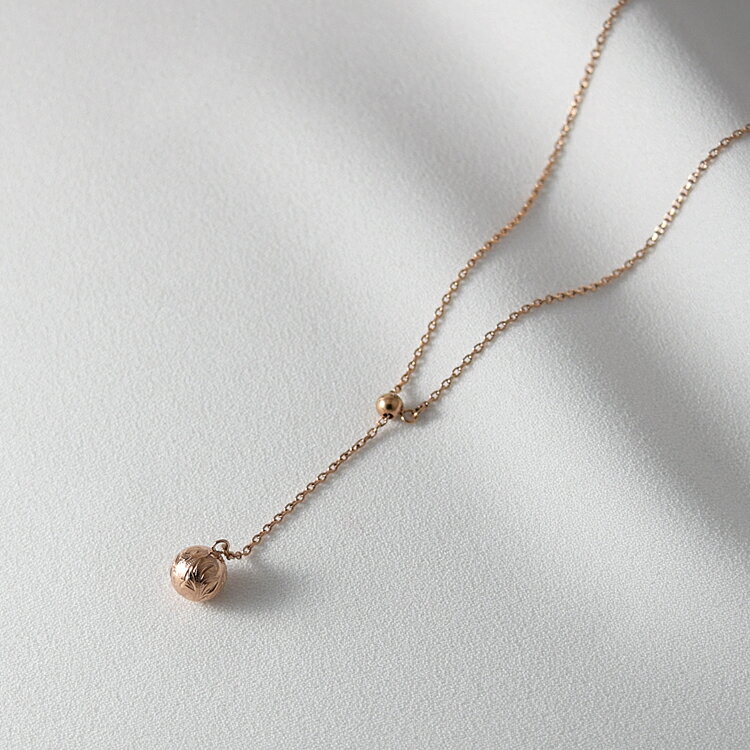 ハワイアンジュエリー ネックレス ラリエット レディース ステンレス 金属アレルギー対応 ハワジュ Y字 メタルボール ローズゴールドカラー シンプルコーデ 大...