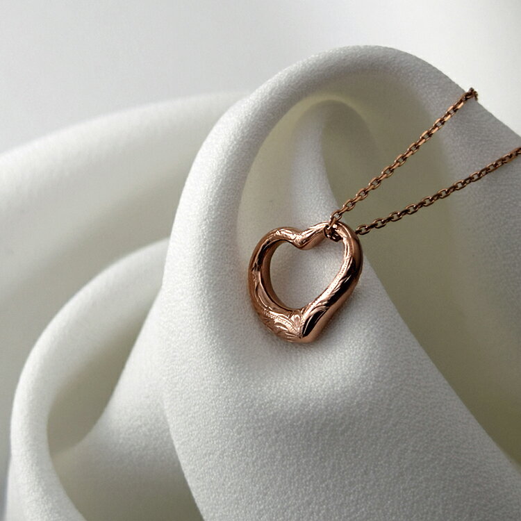 ハワイアンジュエリー ハワイアン ネックレス ステンレス レディース 金属アレルギー対応 オープンハート サージカルステンレス つけっぱなし あずきチェーン ロ...