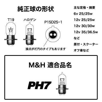 M＆Hマツシマ バイクビーム PH7 12v 18/18w （S2スーパーゴースト6000） 113S6K