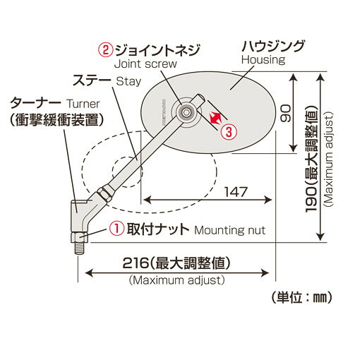 タナックス（TANAX） AB2-101-10 クラシカル2ミラー クローム ネジ径：10mm 左右共通