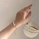 ブレスレット バングル パール 5粒 チェーン ジュエリー シンプル ビーズアクセサリー ファッション 人気 流行 トレンド 上品 韓国 インスタグラム カジュ...