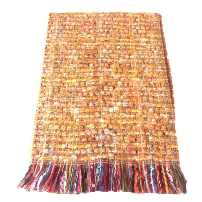 [.a all over the world] P.CORNILLON コルニヨン マフラー ツィード レディース ミックスツィード フリンジ ストール リバーシブル もこもこ ふわふわ 秋冬 冬 フランス製(3.0)