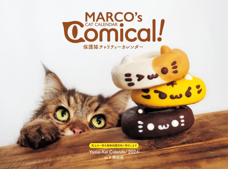 カレンダー2026 MARCO's CAT CALENDAR Comical 保護猫チャリティーカレンダー（月めくり/壁掛け/ねこ こねこ） (ヤマケイカレンダー2026)