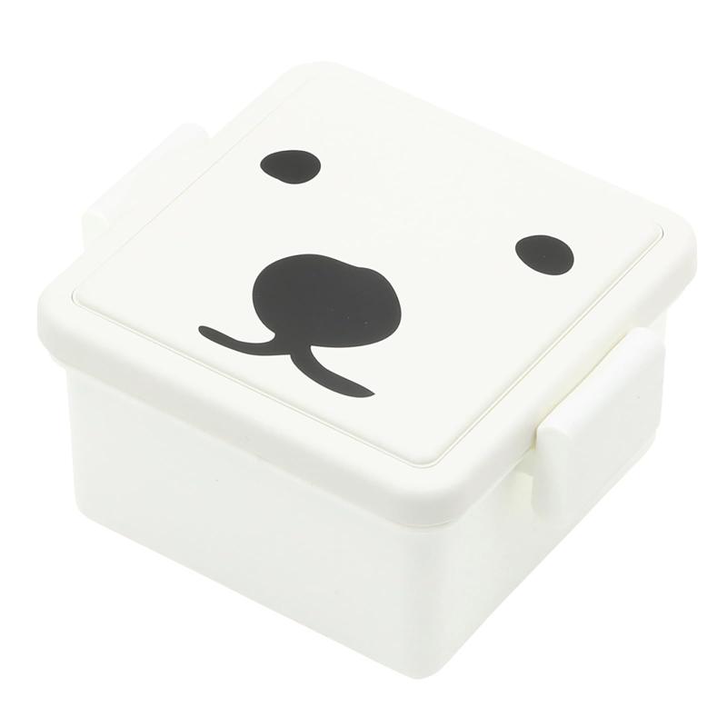 GEL-COOま (じぇるくーま) 保冷剤一体型 四角 ランチボックス お弁当箱 簡単クリップ バックル機構 保存容器 レンジ対応 & 食洗機対応(蓋を除く本体) 白 くま 日本製
