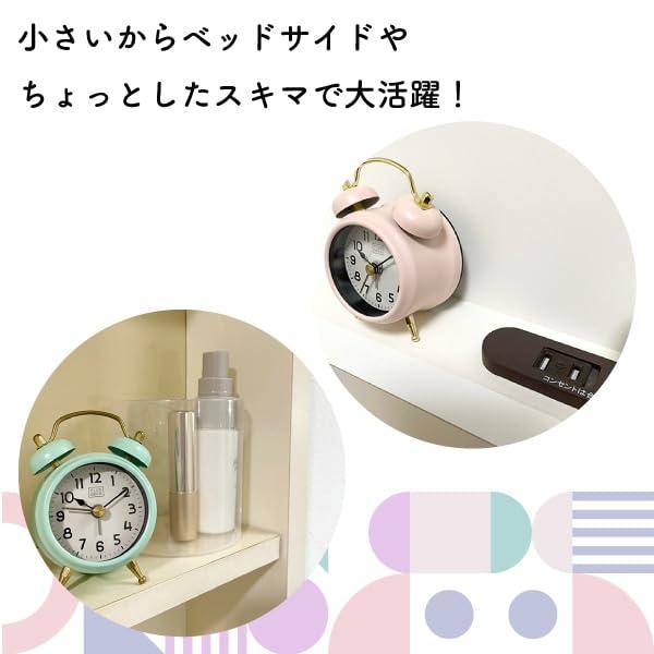 CREPHA(クレファー) 置き時計 2個セット アナログ 小型 直径5.5cm 電子音 アラーム 小さい かわいい 卓上 インテリア アンティーク調 クラシック ミニツインベルクロック アイボリー 2P IAC-5668-IV- [3]