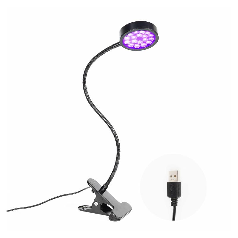 Rakuten - LEDブラックライト - UV紫外線クリップライトUSB給電式 簡単操作 角度調節可能 385nm LED UVライト バーライト レジン用硬化ライト 結婚式 パーティー 舞台 ステージ照明 イルミネーション 蛍光