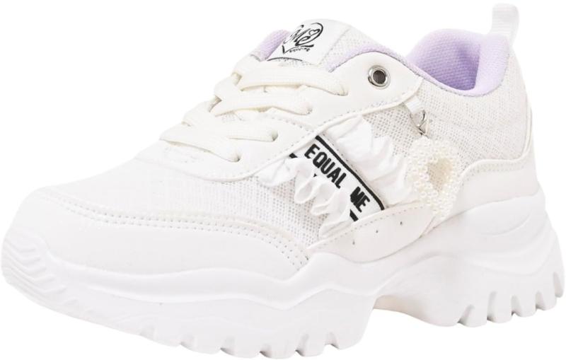 乐天商城 - イコールミー キッズ ガールズ 靴 スニーカー ダッドスニーカー 白 黒 ホワイト ブラック おしゃれ かわいい パーツ アクセサリー 学校 通学 カジュアル 合わせやすい 動きやすい 運動会 軽