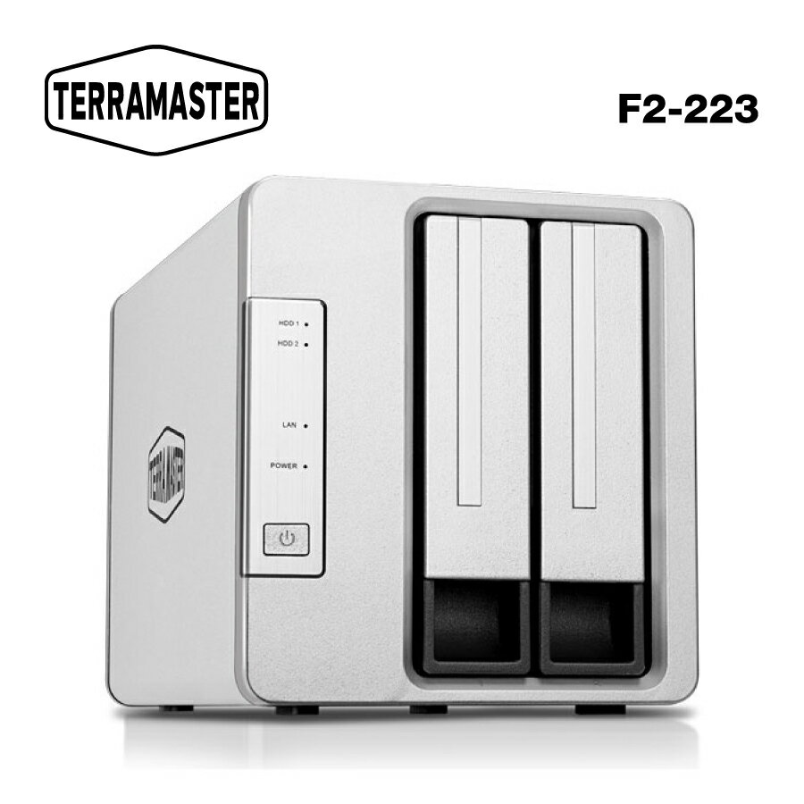 【国内正規品】 TerraMaster F2-223 2ベイ NAS SMB向けストレージ 2.0GHz 2.5GbE ポートx 2 Celeron N4505デユアルコア4GB DDR4 スマホ/タブレット対応 (HDD付属なし)