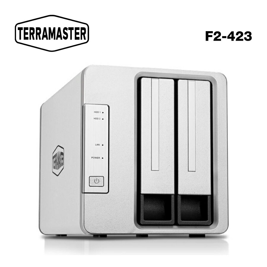 【国内正規品】 TerraMaster F2-423 SMB向け 2ベイNAS 高性能 Celeron N5105/5095クアッドコアプロセッサを搭載 CPU 4GB DDR4 2x 2.5GbEポート (HDD付属なし)