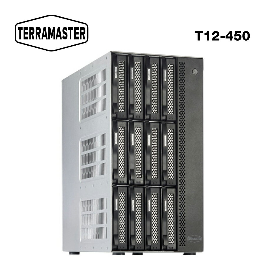 【国内正規品】 TerraMaster T12-450 12ベイ 高速ネットワークストレージサーバー 中小企業に最適 Intel Atom C3558R クアッドコアプロセッサを搭載 2x 10GbEポート 2x 2.5GbEポート 8GB DDR4 (HDD付属なし)