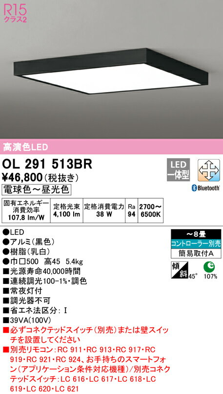 あす楽対応 OL291513BR オーデリック FLAT PLATE フラットプレート　R15クラス2 高演色　LEDシーリングライト　[電球色～昼光色][～8畳][リモコン別売][調光・調色] 2