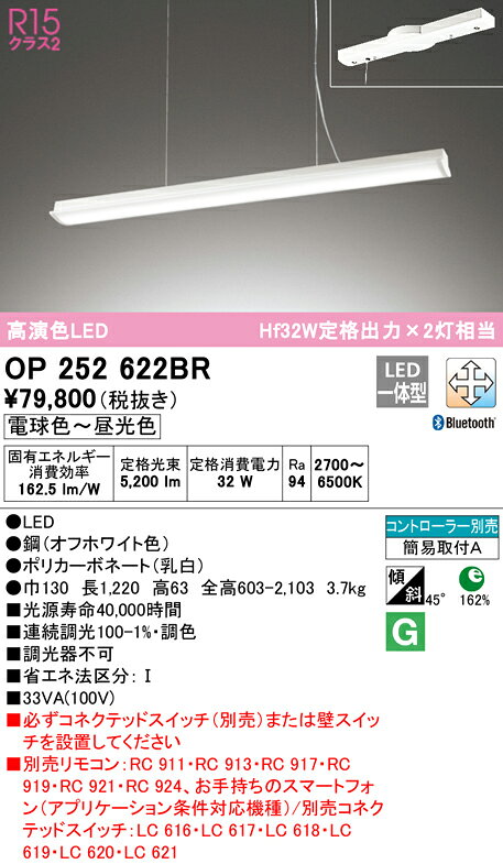 OP252622BR オーデリック R15 クラス2 高演色 LEDペンダントライト [電球色〜昼光色][リモコン別売][Hf32W定格出力×2灯相当][調光・調色] [2]