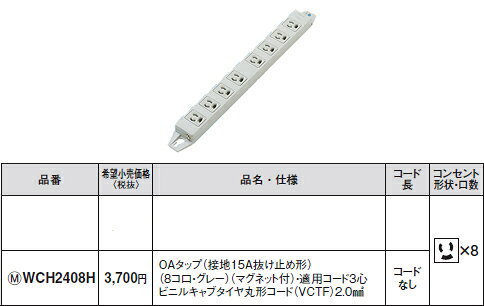 WCH2408H �ѥʥ��˥å� �ѡ����ʥ���������źࡡOA���åס�����15Aȴ���ߤ���ˡ��ʥ��졼��