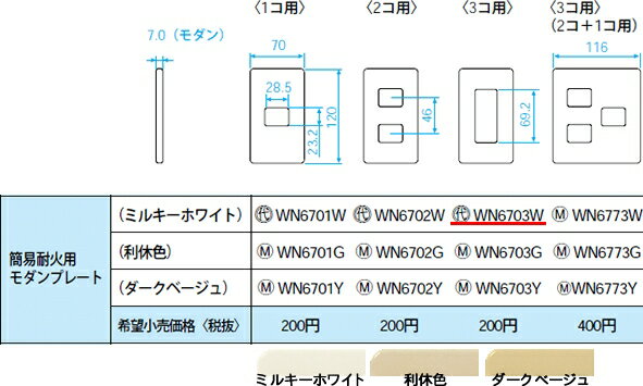 [即日出荷] WN6703W パナソニック フルカラー配線器具・電材　簡易耐火用モダンプ...
