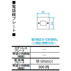 WN9501 パナソニック フルカラー配線器具・電材　新金属ミニプレート