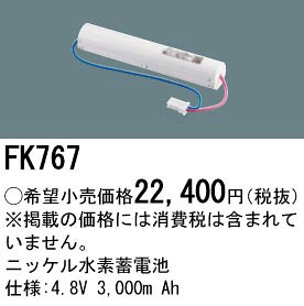 FK767 パナソニック 防災照明　ニッケル水素Ni-MH蓄電池　誘導灯・非常灯交換電池　4.8V 3000m Ah terukuni-10300706 照明器具の専門店 てるくにでんき サンプル画像2