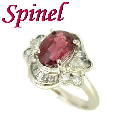 ◆ Pt900 プラチナ リング レッド スピネル & ダイヤモンド 11.5号(1-2205-02003 IDI)