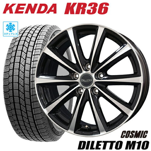 スタッドレスタイヤ 2023年製 225/60R17 KENDA KR36 ICETEC NEO ケンダKR36 アイステックネオ COSMIC DILETTO M10 コスミック ディレットM10 7.0-17 5/114 ブラックポリッシュ シーマ フーガ アルファード ヴェルファイア フォレスター タイヤ付ホイール4本セット