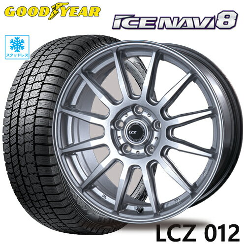 スタッドレスタイヤ 215/50R17 GOODYEAR ICE NAVI 8 グッドイヤー アイスナビ8 INTER MILANO BEST LCZ012 7.0-17 5/114 シルバー レヴォーグ プリウスα アクセラ タイヤ付ホイール4本セット